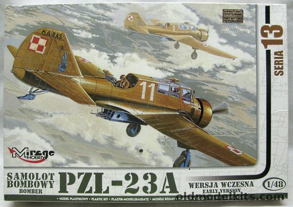 Mirage Hobby 1/48 PZL-23A Bomber - First Air Regiment Warsaw 1938 (2 Different Aircraft) / Polish Air Force College Deblin (2 Different Aircraft), 481303 plastic model kit